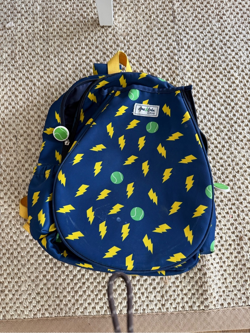 Kids Navy Blue Lightning & Tennis Ball Backpack by